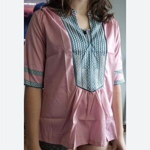 Unbranded pink and green babydoll top size large